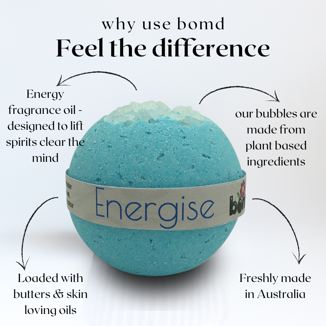 Energise Epsom Salt Fizzy Blue Bath Bomb Muscle & Mind Soak Bomb