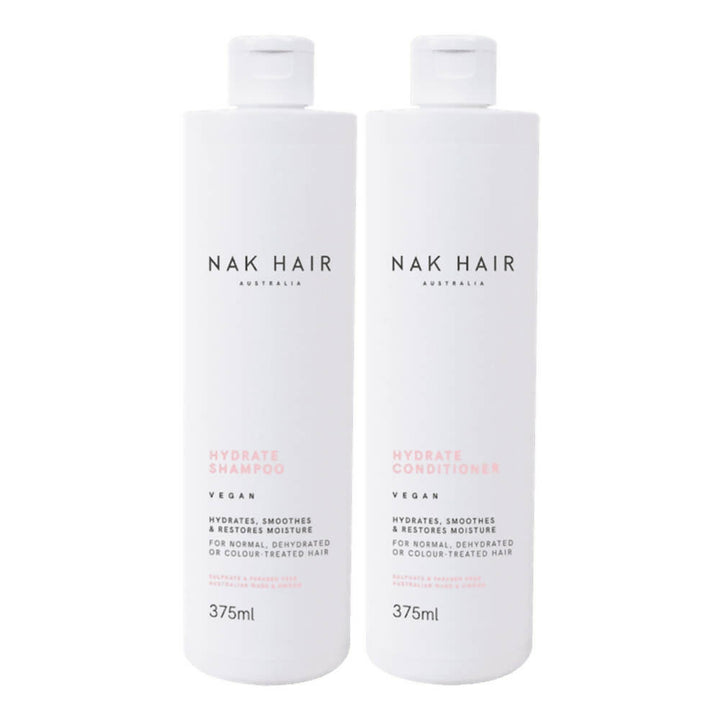 NAK Hair Hydrate Shampoo & Conditioner 375ml Smoothes & Restores Moisture for Dry Coloured Hair